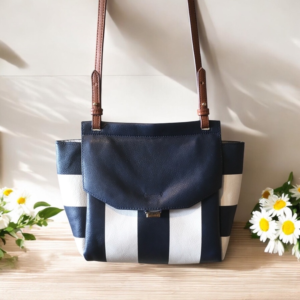 M&S Collection Navy and White Striped Crossbody Purse